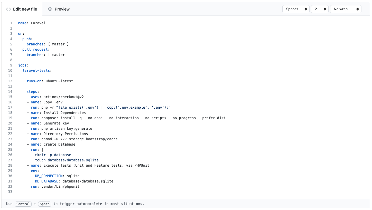 laravel workflow yaml