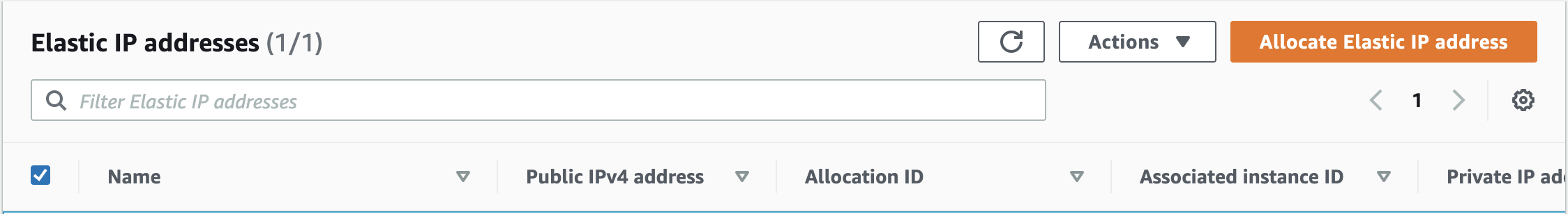 aws elastic ip table